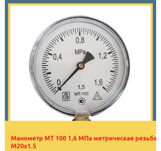 Манометр МТ 100 1,6 МПа метрическая резьба М20х1.5 в Кокшетау