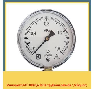 Манометр МТ 100 0,6 МПа трубная резьба 1/2" в Кокшетау